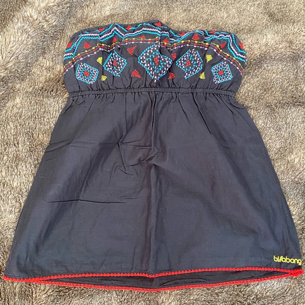 Billabong Cinched Black Tribal Tube Top